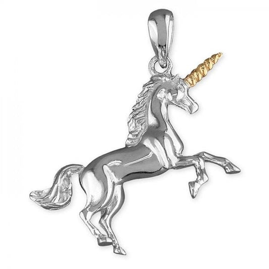 Silver & Gold Plated Horned Unicorn Pendant
