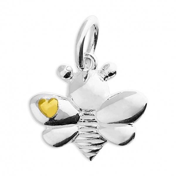 Two tone cute bee with a yellow gold plated heart