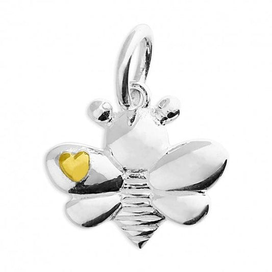 Two tone cute bee with a yellow gold plated heart