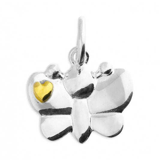 Two tone butterfly with yellow gold plated heart