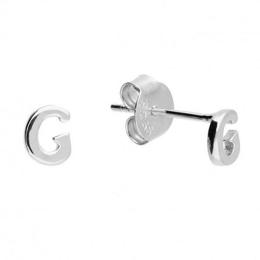 Sterling Silver Stud Earrings - Initial G