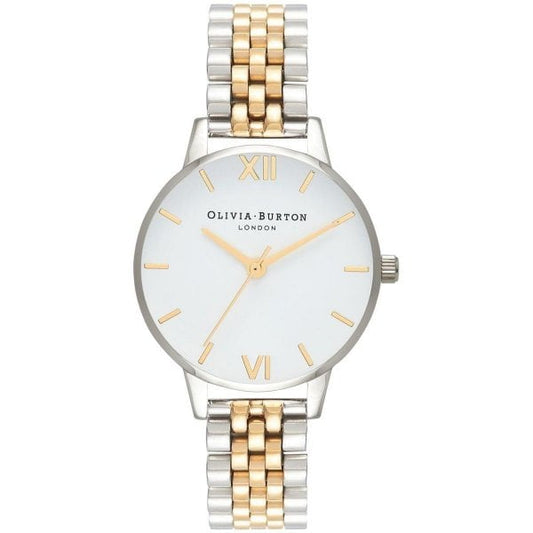 OB White Dial Silver & Gold Bracelet Watch