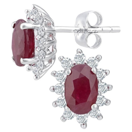 0.25ct Diamond, Ruby Earrings