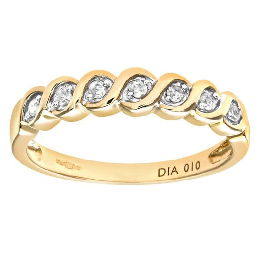 9ct Yellow Gold 10pts Diamond Ring - Size N