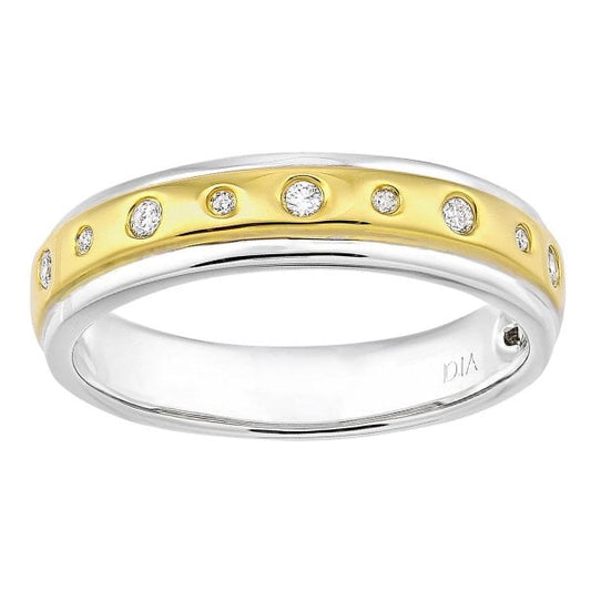 9ct Yellow and White Gold 0.09ct Diamond Ring