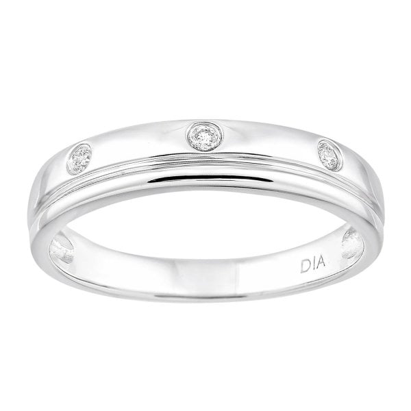 9ct White Gold 0.04ct Diamond Wedding Ring