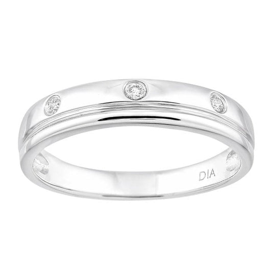 9ct White Gold 0.04ct Diamond Wedding Ring