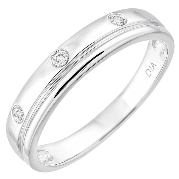 9ct White Gold 0.04ct Diamond Wedding Ring