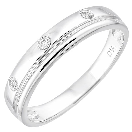 9ct White Gold 0.04ct Diamond Wedding Ring