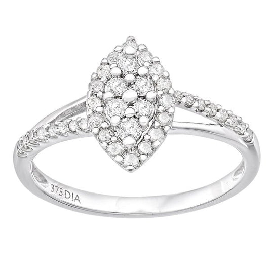9ct White Gold 0.35ct Diamond Halo Ring
