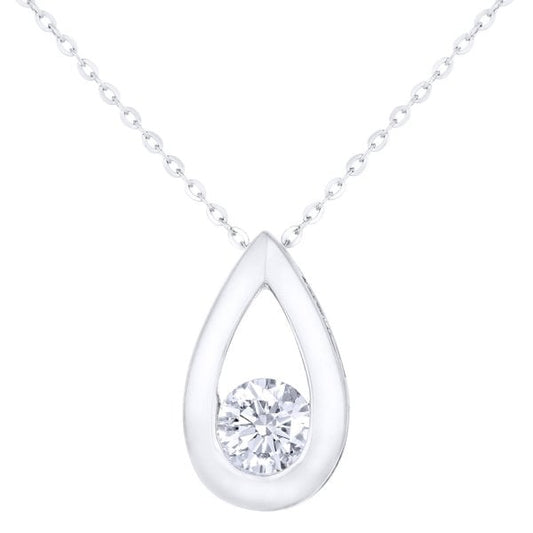 9ct White Gold 0.33ct Teardrop Pendant