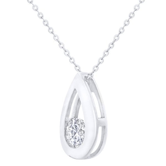 9ct White Gold 0.33ct Teardrop Pendant
