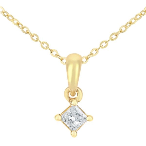 9ct Yellow Gold Solitaire Diamond 0.10ct Necklace