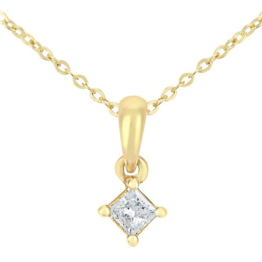 9ct Yellow Gold Solitaire Diamond 0.10ct Necklace