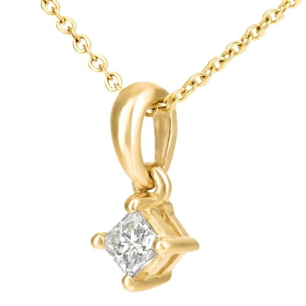 9ct Yellow Gold Solitaire Diamond 0.10ct Necklace