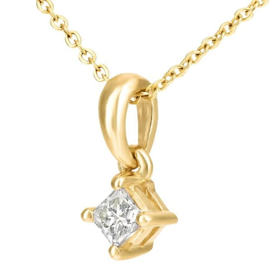 9ct Yellow Gold Solitaire Diamond 0.10ct Necklace