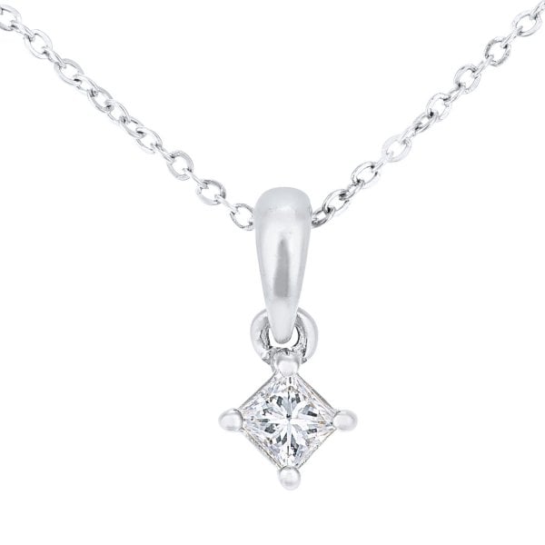 9ct White Gold 0.10ct Diamond Pendant Necklace