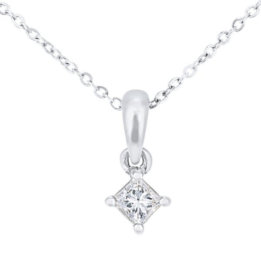 9ct White Gold 0.10ct Diamond Pendant Necklace
