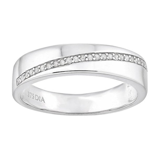 9ct White Gold 0.08ct Diamond Wedding Ring