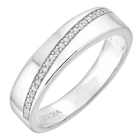 9ct White Gold 0.08ct Diamond Wedding Ring