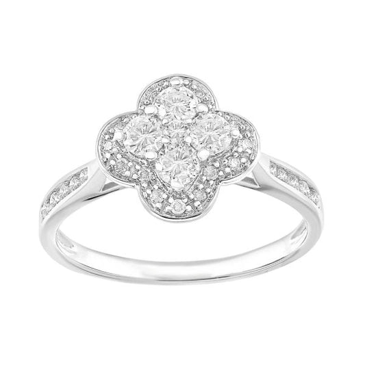 9ct White Gold 0.66ct Diamond Halo Ring
