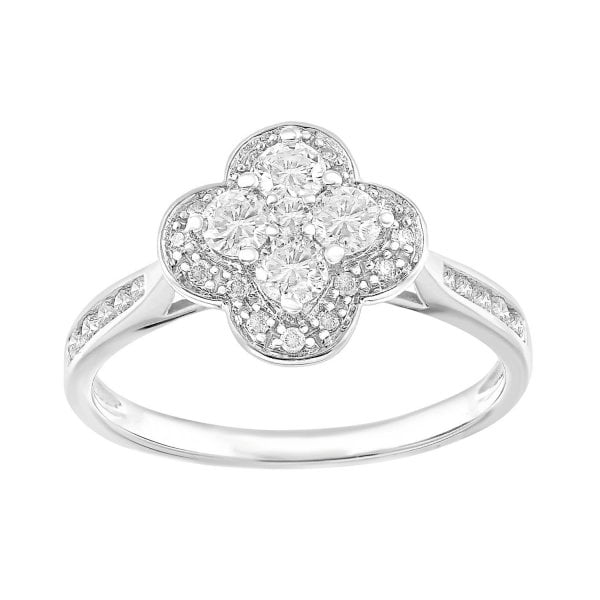 9ct White Gold 0.66ct Diamond Halo Ring