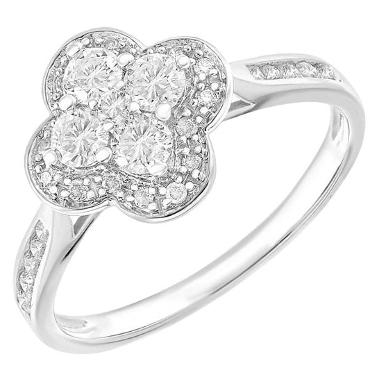 9ct White Gold 0.66ct Diamond Halo Ring