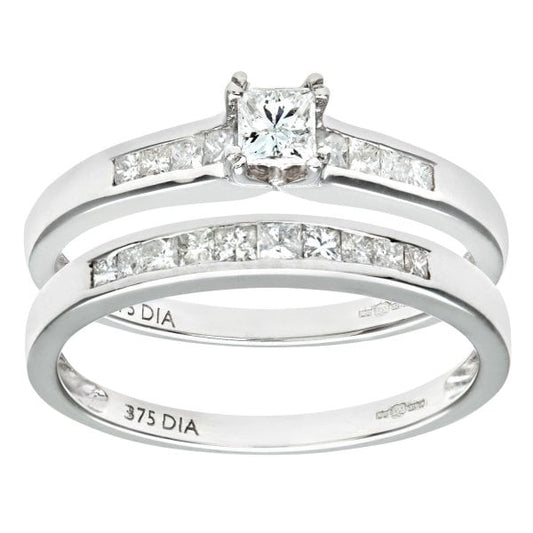 9ct White Gold 0.57ct Diamond Bridal Set Ring