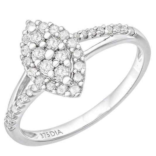 9ct White Gold 0.35ct Diamond Halo Ring