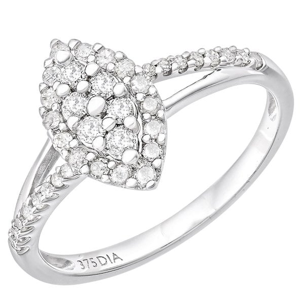 9ct White Gold 0.35ct Diamond Halo Ring