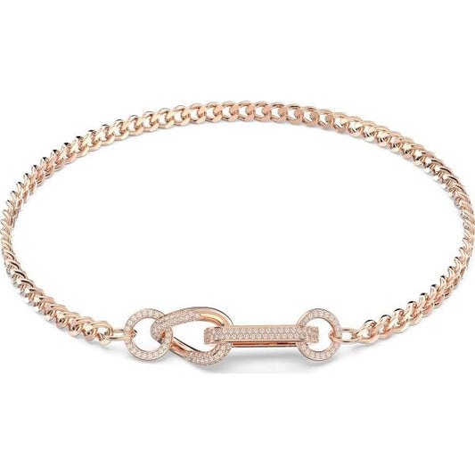 Dextera necklace, Pavé, Mixed links, White, Small