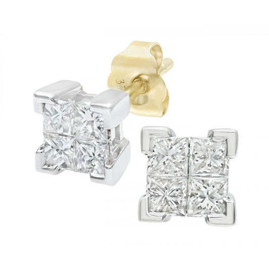 9ct Yellow & White Gold, 0.50ct Diamond Earrings