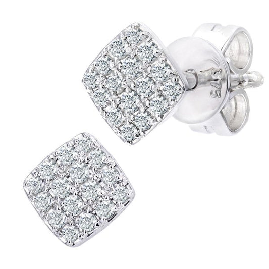 9ct White Gold Diamond Halo Stud Earrings