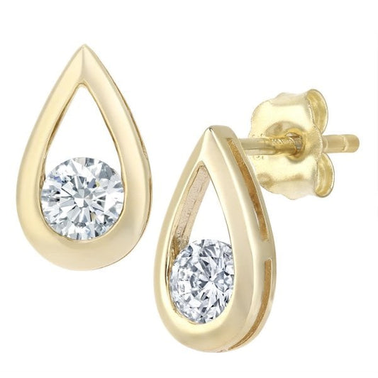 9ct Half Carat Diamond Teardrop Earrings