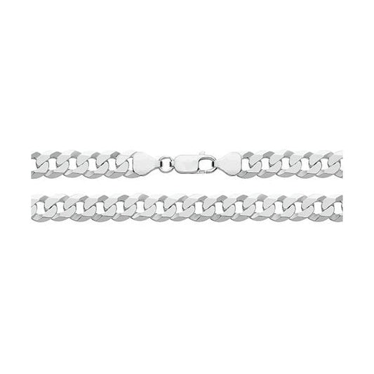 SILVER FLAT BEVELLED CURB CHAIN