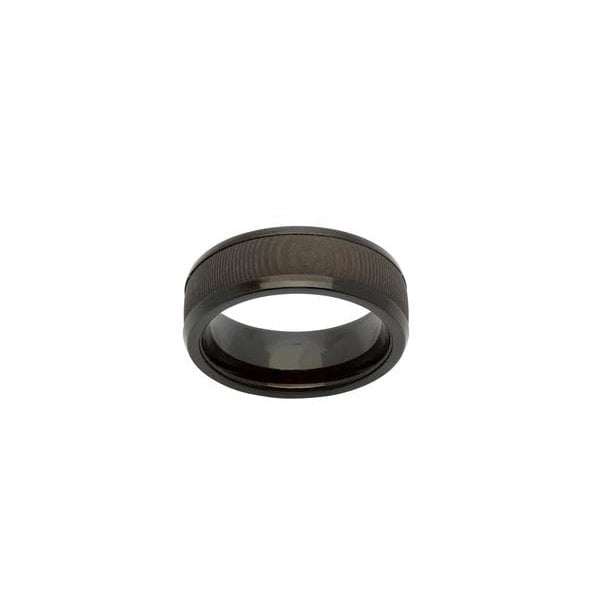 Steel Ring with Carbon Fibre Black IP - Size 64