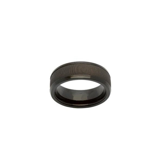 Steel Ring with Carbon Fibre Black IP - Size 64