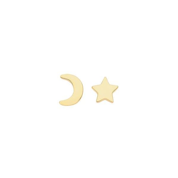 SILVER GOLD PLATED STAR AND MOON STUDS
