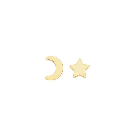 SILVER GOLD PLATED STAR AND MOON STUDS