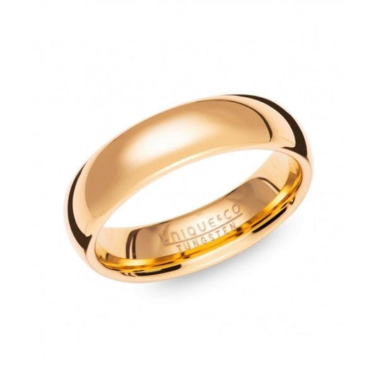 Gents Tungsten Ring w/ Yellow IP 6mm - Size 66