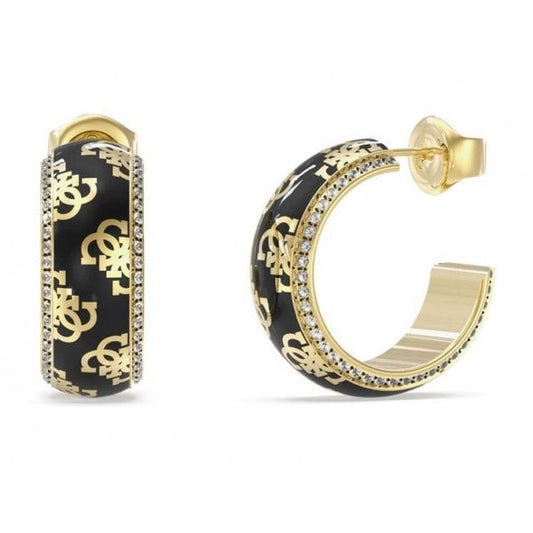 23mm Patterned Black Hoop Earrings