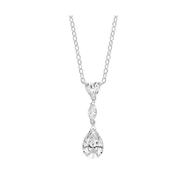 SILVER HEART MARQUISE & LARGE PEAR CZ PENDANT