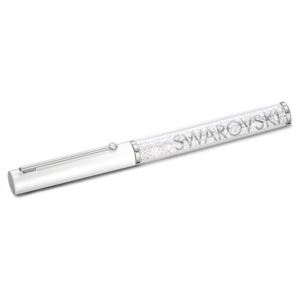 Crystalline Gloss Ballpoint Pen, White, Chrome