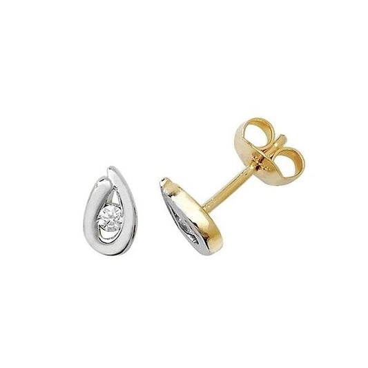 EARRING 9CT Y/G CZ TEARDROP STUD