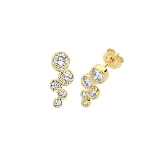9CT YELLOW GOLD BEZEL CZ STUD EARRINGS