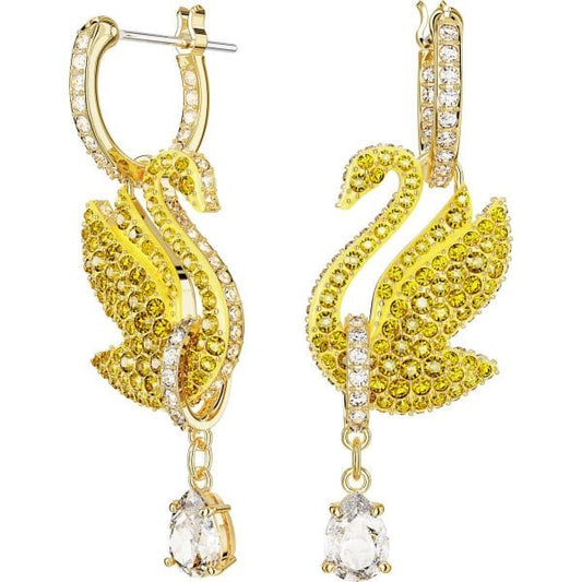 Swarovski Iconic Swan drop earrings, Swan, Yellow