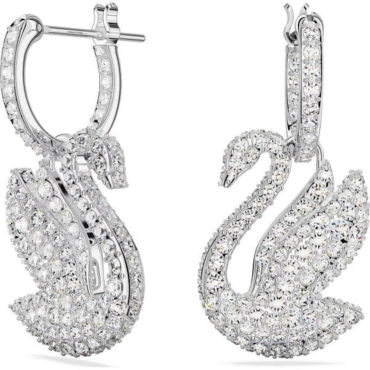 Iconic Swan drop earrings, Swan, White