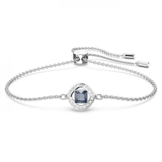 Una Angelic bracelet, Square cut, Blue, Rhodium