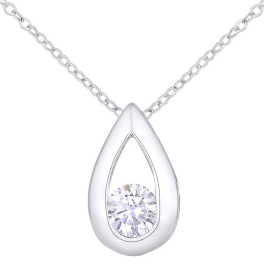 9ct White Gold 0.15ct Diamond Pendant & Chain