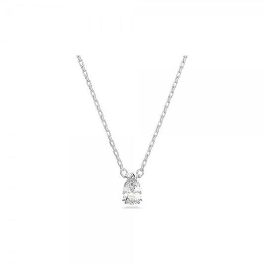 Millenia pendant Pear cut, White, Rhodium plated